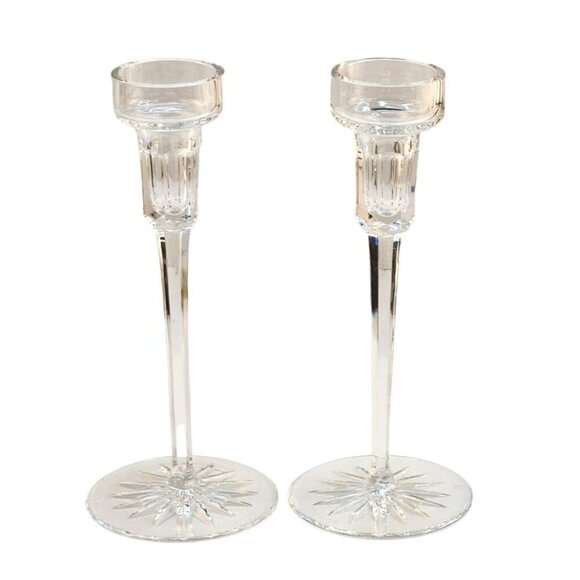 Crystal Candlestick Holders Rogaska Richmond 8" tall Set of 2 - Picture 9 of 12